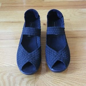 Steven Black Woven Platform Wedges